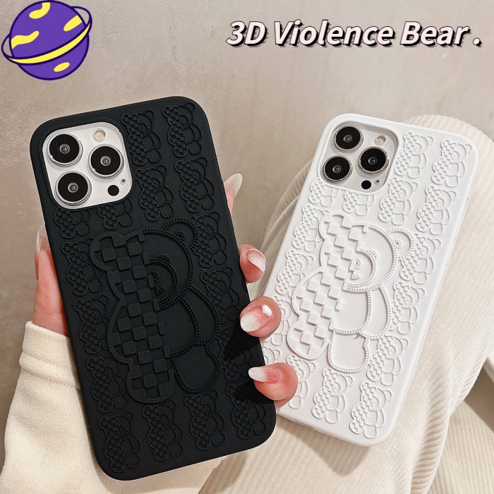 IPHONE Casing Silikon Beruang Violent Baru Untuk Iphone11 13 14 12 Pro Max 14Plus Fashion Protection Back Cover