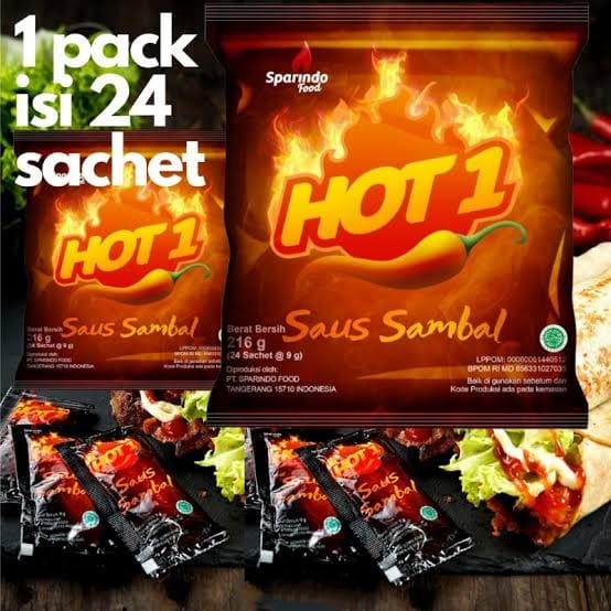 Saus sambal hot 1 ( 1 pak isi 24 ) saos hot one enak dan pedas