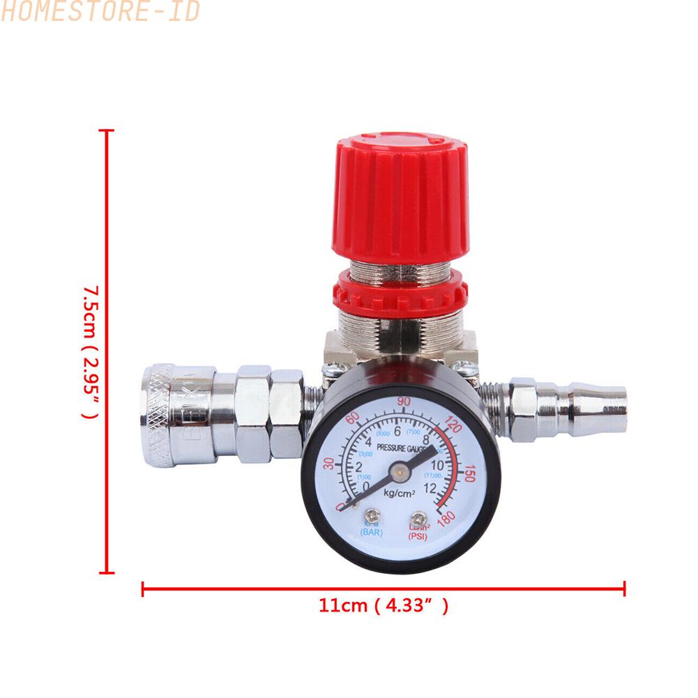 Regulator Tekanan1Per4 Kompresor Angin Adjustable Gauge 175PSI Valve Control New