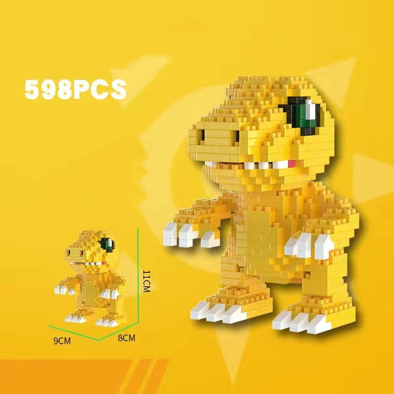 Kompatibel Dengan Lego Micro-Particle Diamond Anak Laki-Laki Perempuan Blok Bangunan Mainan Edukasi Digimon Yagumon Gabumon