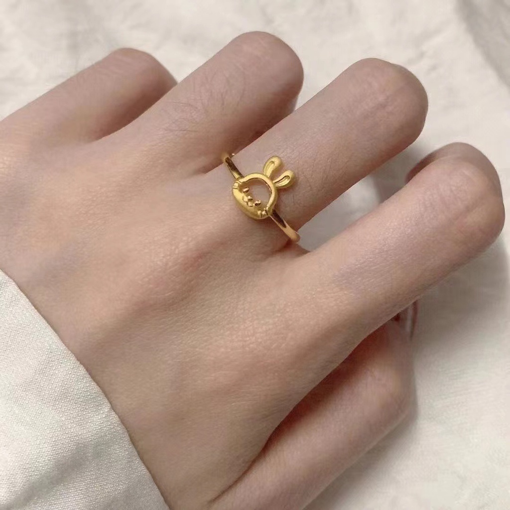 Benmingnian Baru Melubangi-out Rabbit Ring, Dua Belas Zodiak Cincin, Cincin Hewan Yang Indah, Hadiah Kecil Untuk Pacar