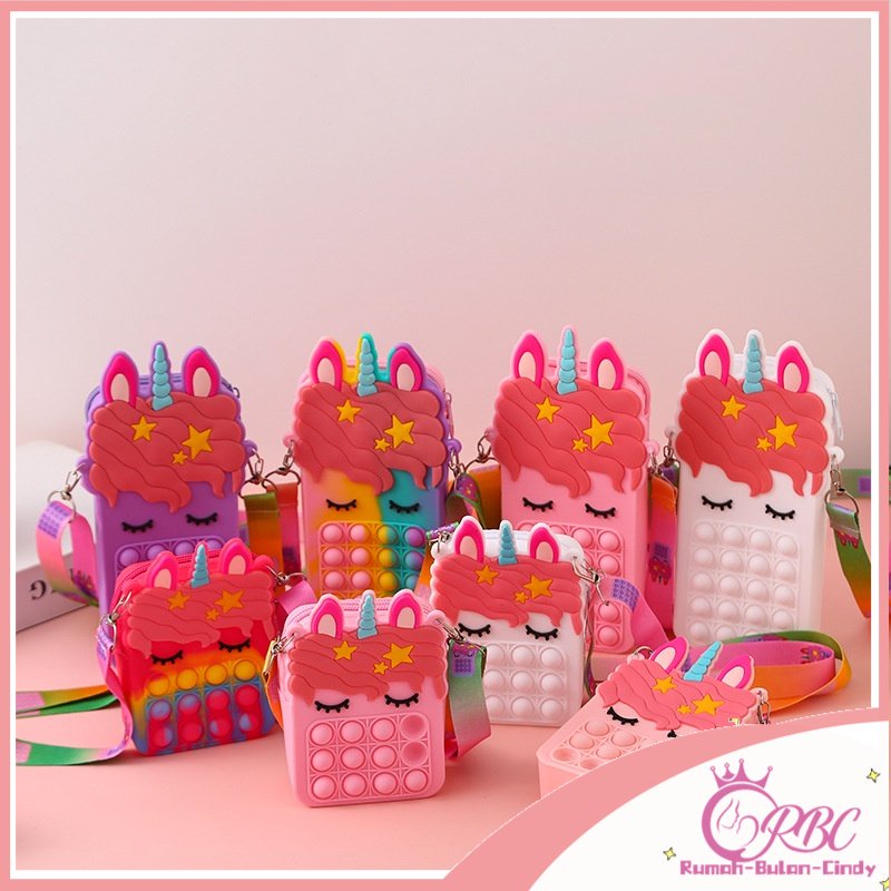 tas termurah anak unicorn selempang jelly  pop it