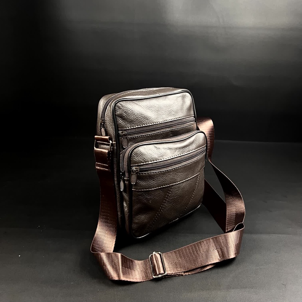 Tas Selempang kulit ASLI Tas Pria Kulit Asli Sling Bag Waterproof