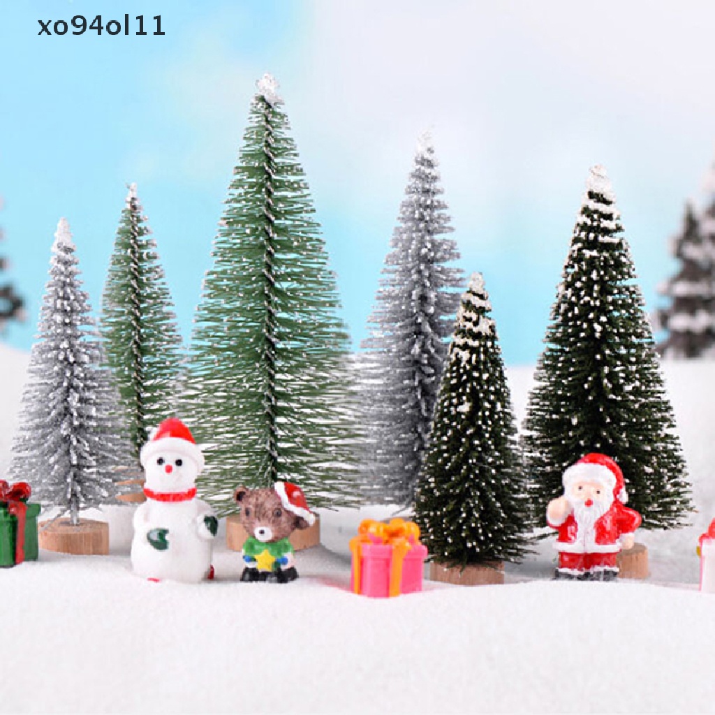 Xo 3PCS/set Pohon Natal Tahun Baru Mini Little Pine Tree Dekorasi Meja Natal OL