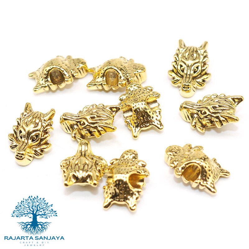 Charms Spacer Beads Wholesale 1 Pcs Wolf Head Spacers Bead