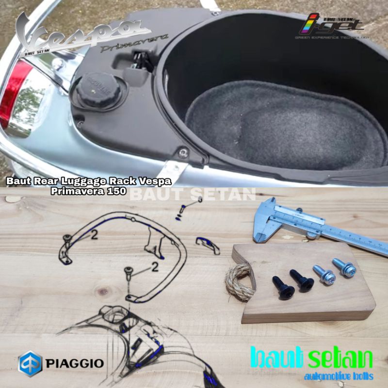 Baut Rear Luggage Rack Vespa Primavera 150 Baut Behel Belakang Primavera