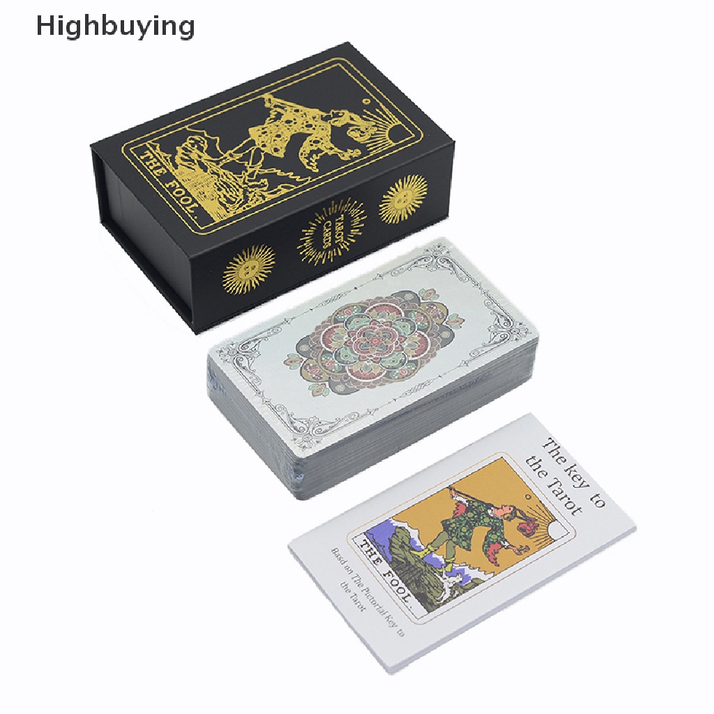 Hbid Set Kartu Tarot Gift Box Foil Emas Tarot Card Hot Stamping PVC Tahan Air Tahan Aus Board Game Solitaire Ramalan Glory