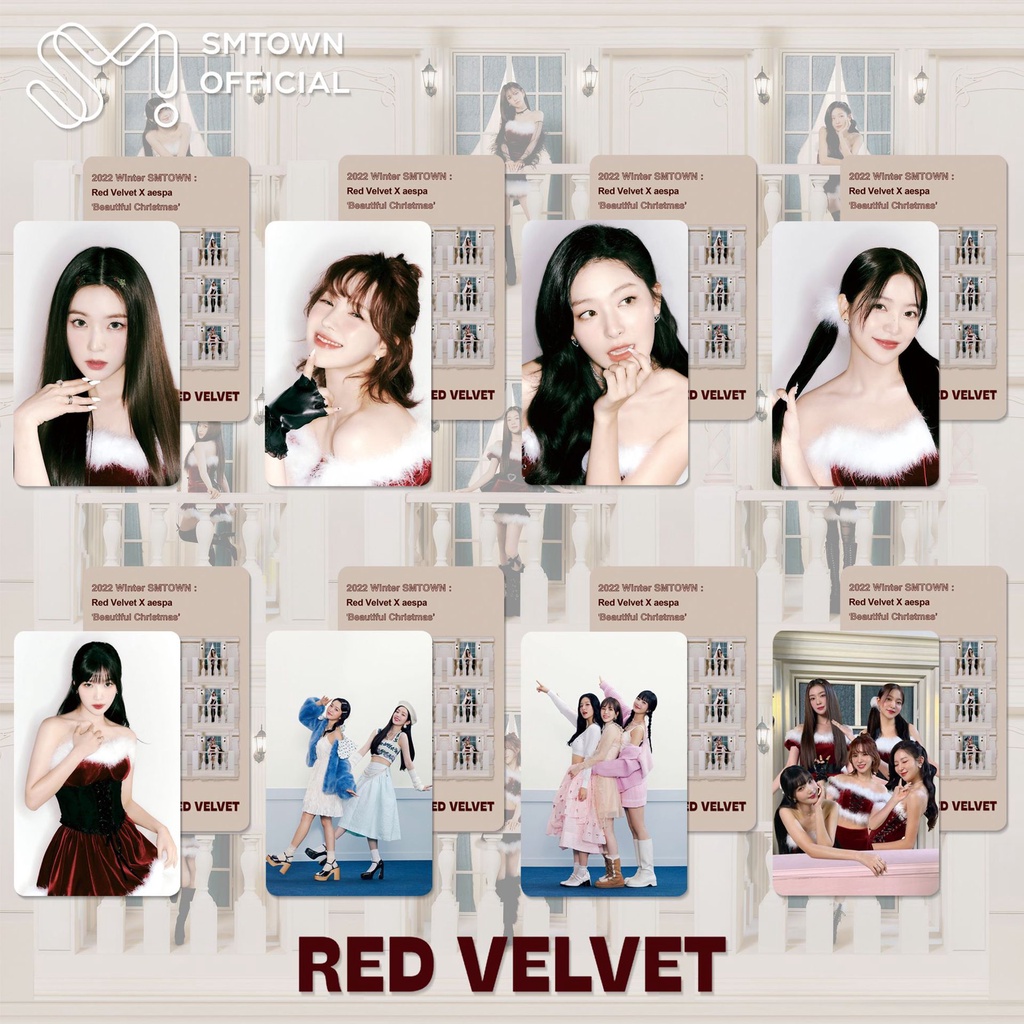 8pcs / set RED VELVET 2022 SMTOWN Beautiful Christmas Photocards Aespa X Red Velvet Lomo Cards Seulgi Wendy Joy Yeri Juhyun Kpop Postcards