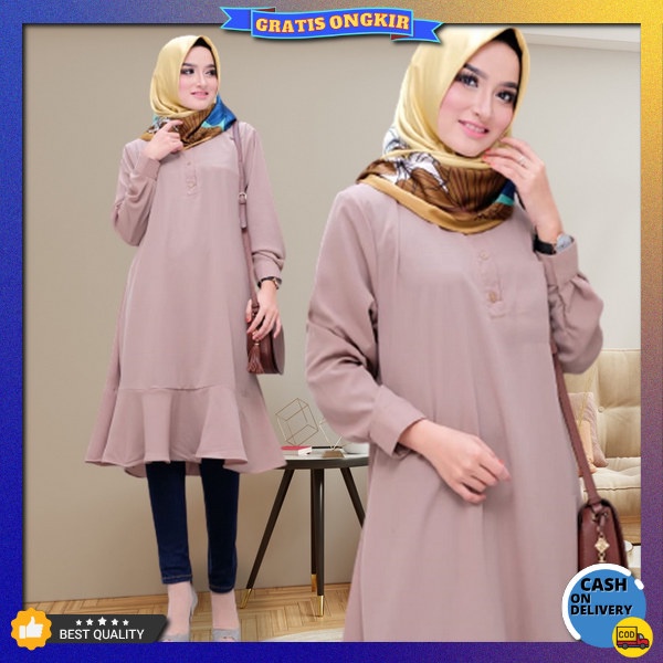 Tunic Wanita Kondangan Dress Perempuan Import Premium Tonik Tynik Baju Lebaran 2023 Fashion Muslim T