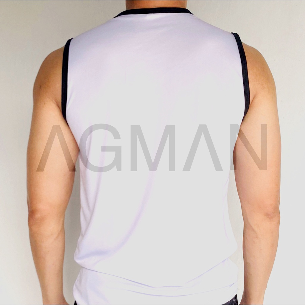 AGMAN Sleeveless Shirt Kaos Gym Fitness Tanpa Lengan Olahraga Pria Variasi Polos