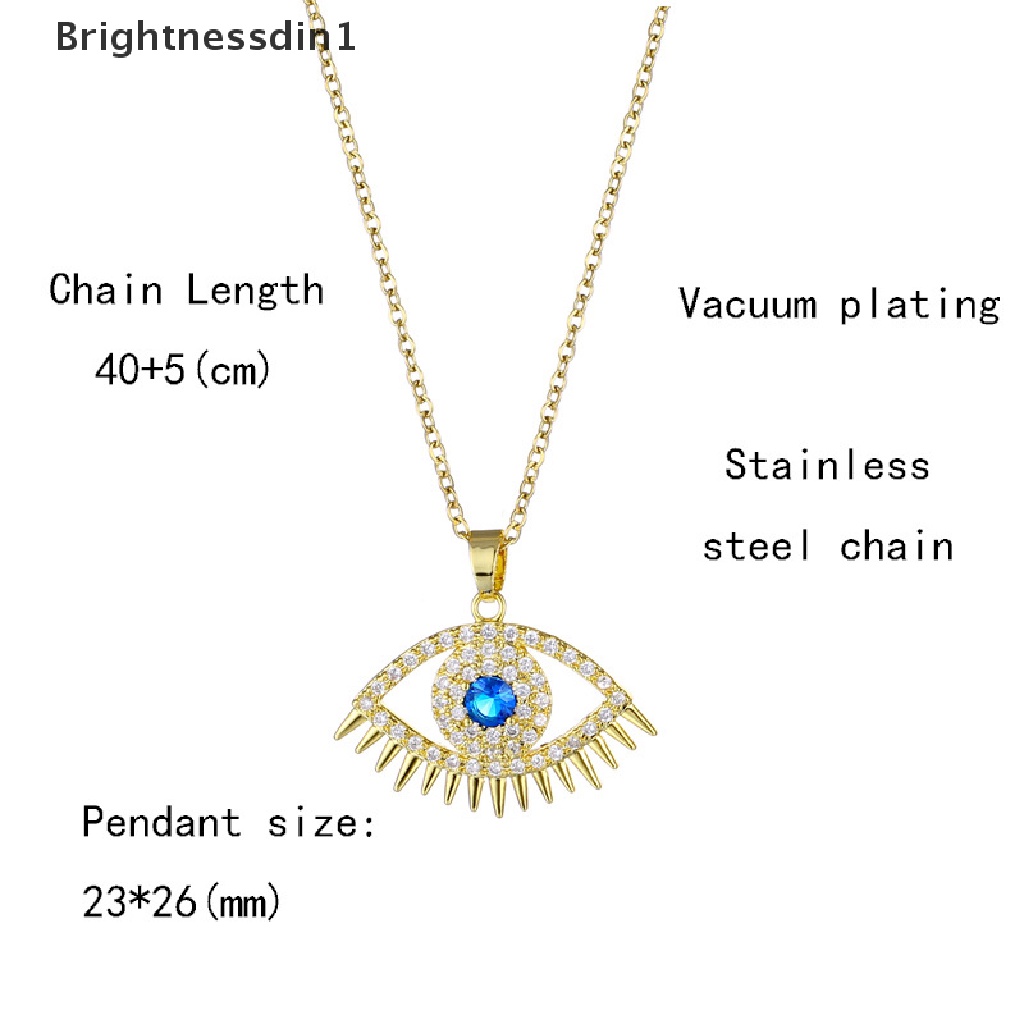 [Brightnessdin1] Evil Eye Charm Pendant Lapis Emas Asli 18K Cubic Zirconia Perhiasan Kalung Butik