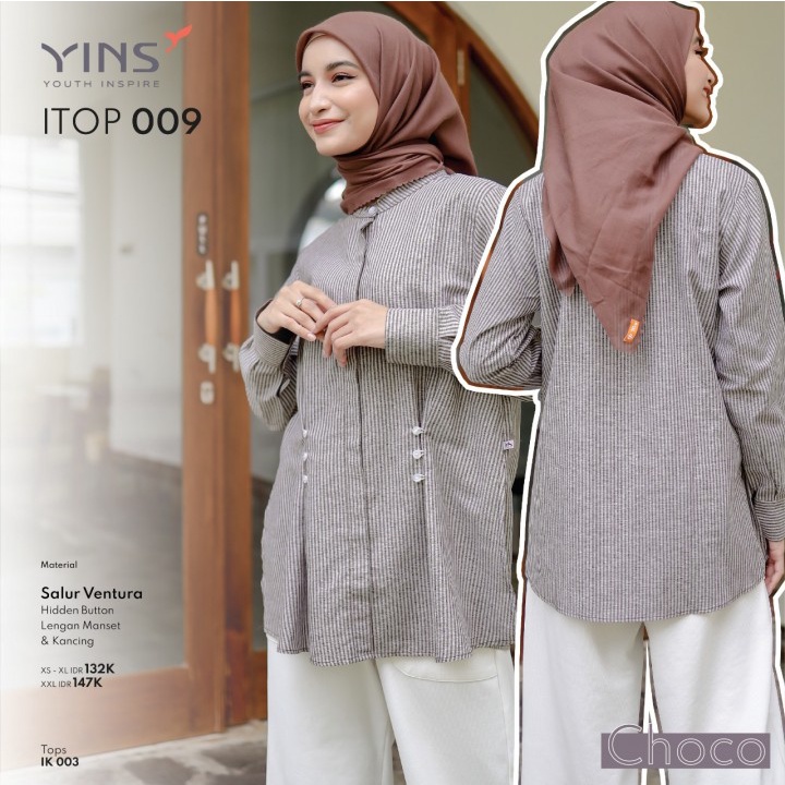 Atasan YINS ITOP 009 Terbaru / Blue - Choco / Kemeja - Blouse