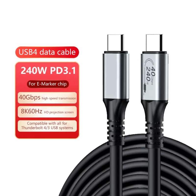 Btsg 240W Fast Charge USB4 Type C Untuk Thunderbolt 4kabel Coaxial 40Gbps 8K USB C