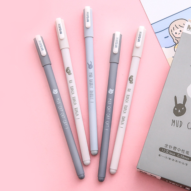 M&amp;G 0.38mm Tinta Hitam Lucu Kartun Hewan Gel Pen Mahasiswa Penuh-Jarum Tip Tanda Tangan Pena