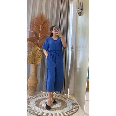 Setelan Kulot Full Kancing/Setcel Saku/Dress Kanaya