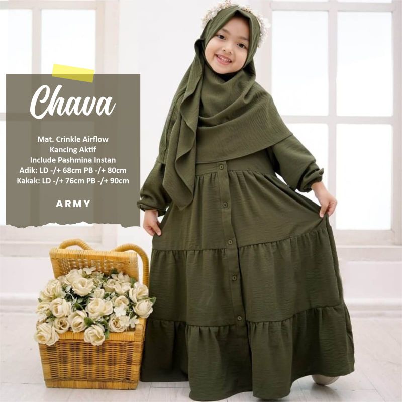 CHAVA DRES KIDS BAJU MUSLIM ANAK PEREMPUAN