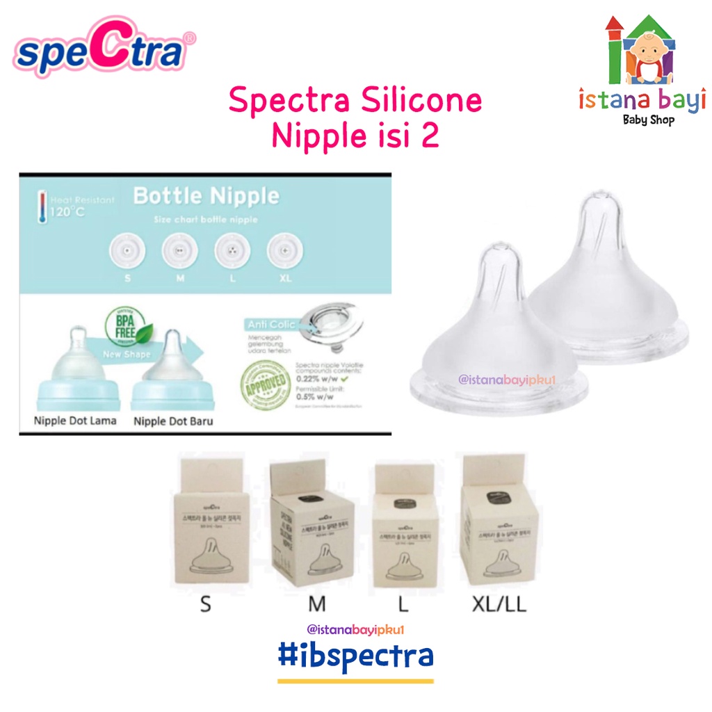 Spectra Silicone Nipple isi 2 /spectra Bottle teat/nipple botol susu