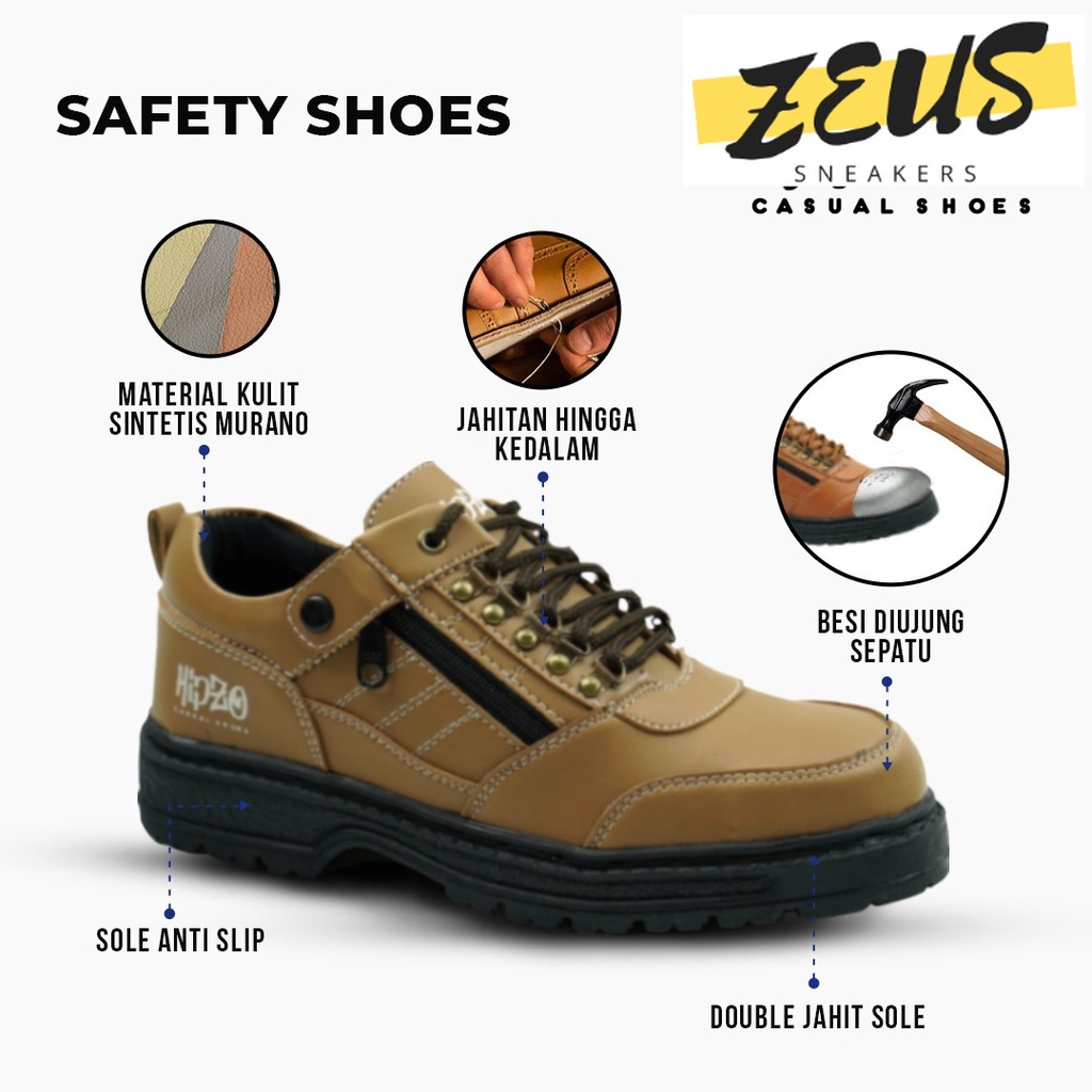 ZEUS Sepatu Safety Pria Ujung Besi M 041 Safety Shoes Sepatu Septi Kerja Pabrik Safety Sport Ori