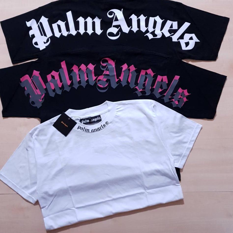 ➧ KAOS BAJU TSHIRT PALM ANGELS BASIC WHITE BLACK PINK QUALITY ORIGINAL COMPLETE TAG ֍