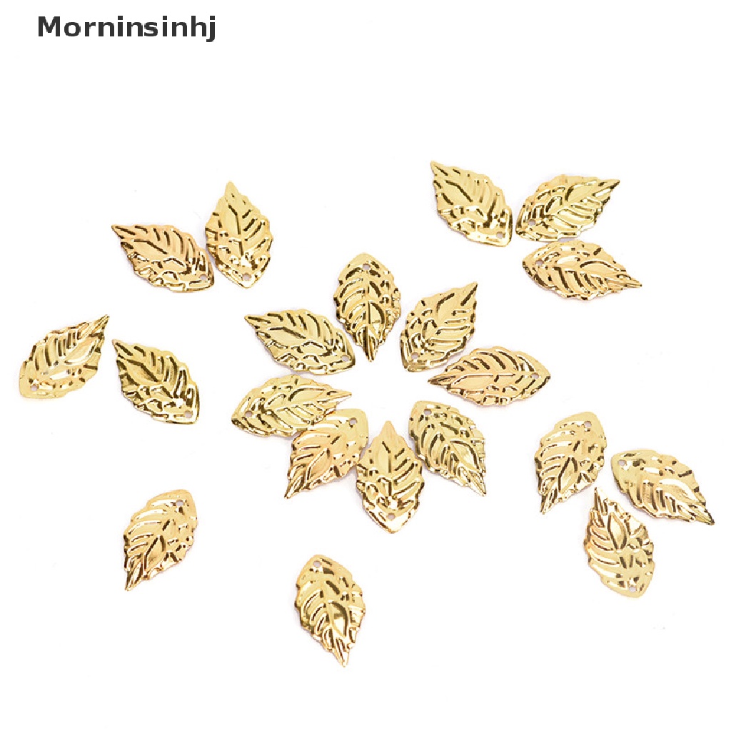 Mornin Fashion 50Pcs Daun Kerawang Kerajinan Logam Perhiasan DIY Aksesoris Liontin id