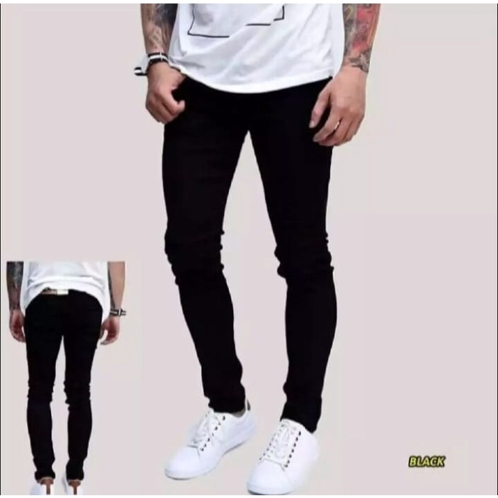 Celana Jeans Pria Panjang Skinny Slim Fit Panjang distroMelar abu abu  black/ Celana Jeans Cowok