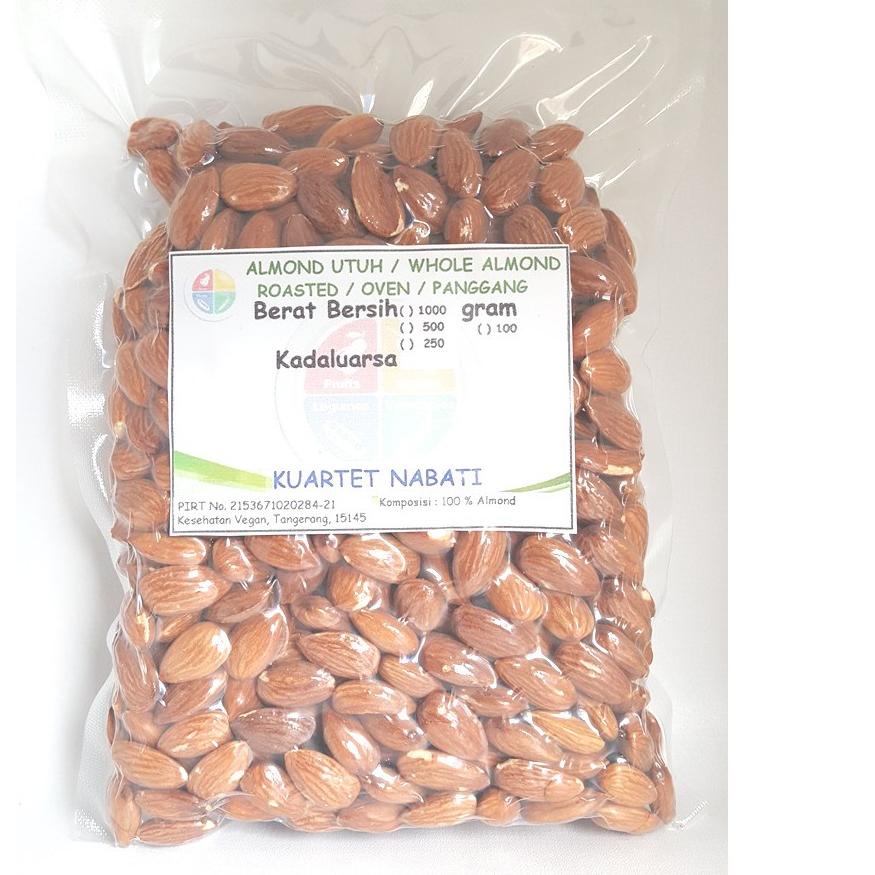 

♠ 500gr Roasted Almond Premium - Utuh VAKUM - Size Besar 27-30 - Oven - Matang ☞