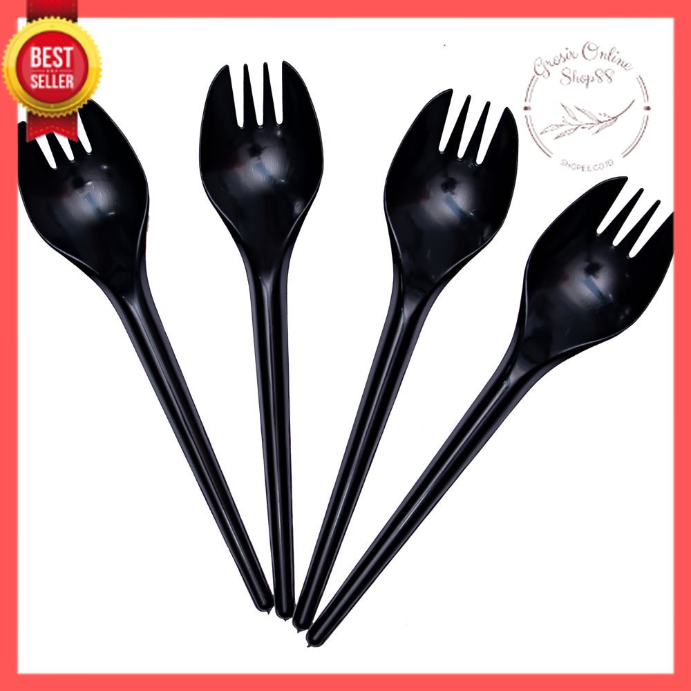 GOS -C405- 1PCS Sendok Garpu 2in 1 - Sendok Garpu Plastik 2 in 1 - 1 pcs Peralatan Makan Half Fork