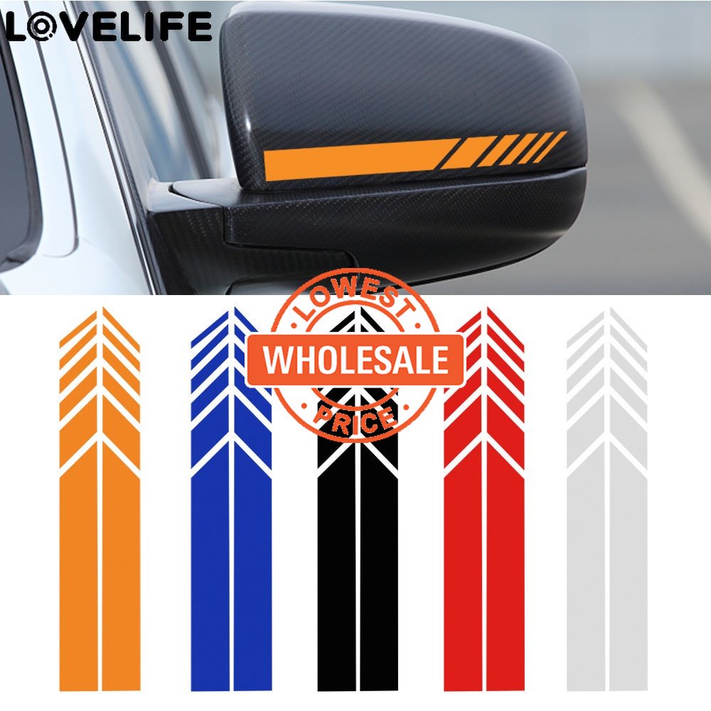 [Harga Grosir] 5warna Spion Stripe Stiker Aksesoris Eksterior Mobil Styling Mobil Dekorasi Sticker 3D Reflektif Tahan Air Mobil Side Rear View Mirror Decals