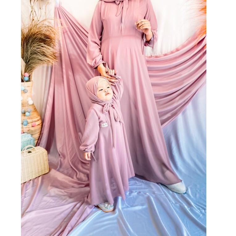 TERMURAH Larisa Dress Couple ( RAYA SERIES ) / Gamis Ceruty Anak Dewasa/Gamis Anak aperempuan / Baju