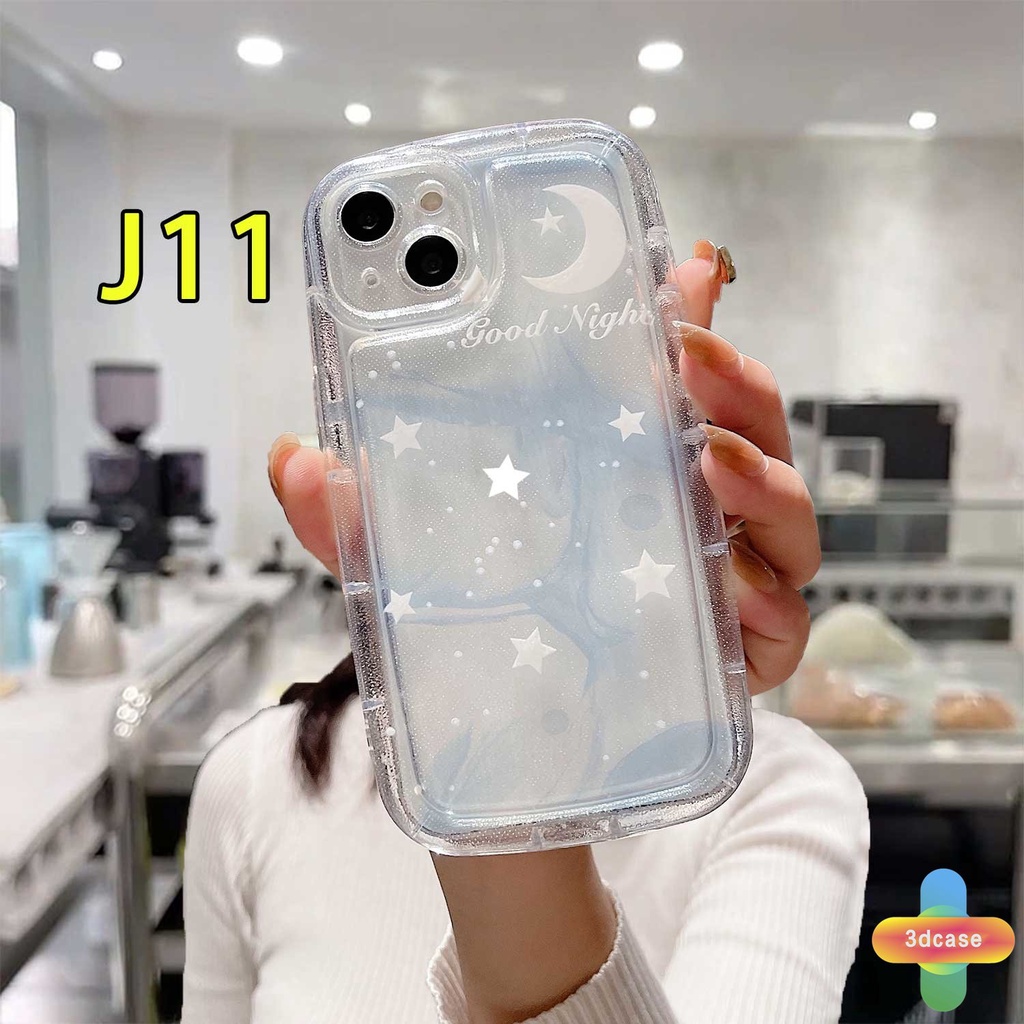 IPHONE Airbag Phone Case Kompatibel Untuk Iphone7 8 6 6S Plus 11 14 13 12 Pro MAX XR X XS MAX Fantasi Lukisan Tinta Langit Berbintang TPU Lembut Bening Shockproof Back Cover