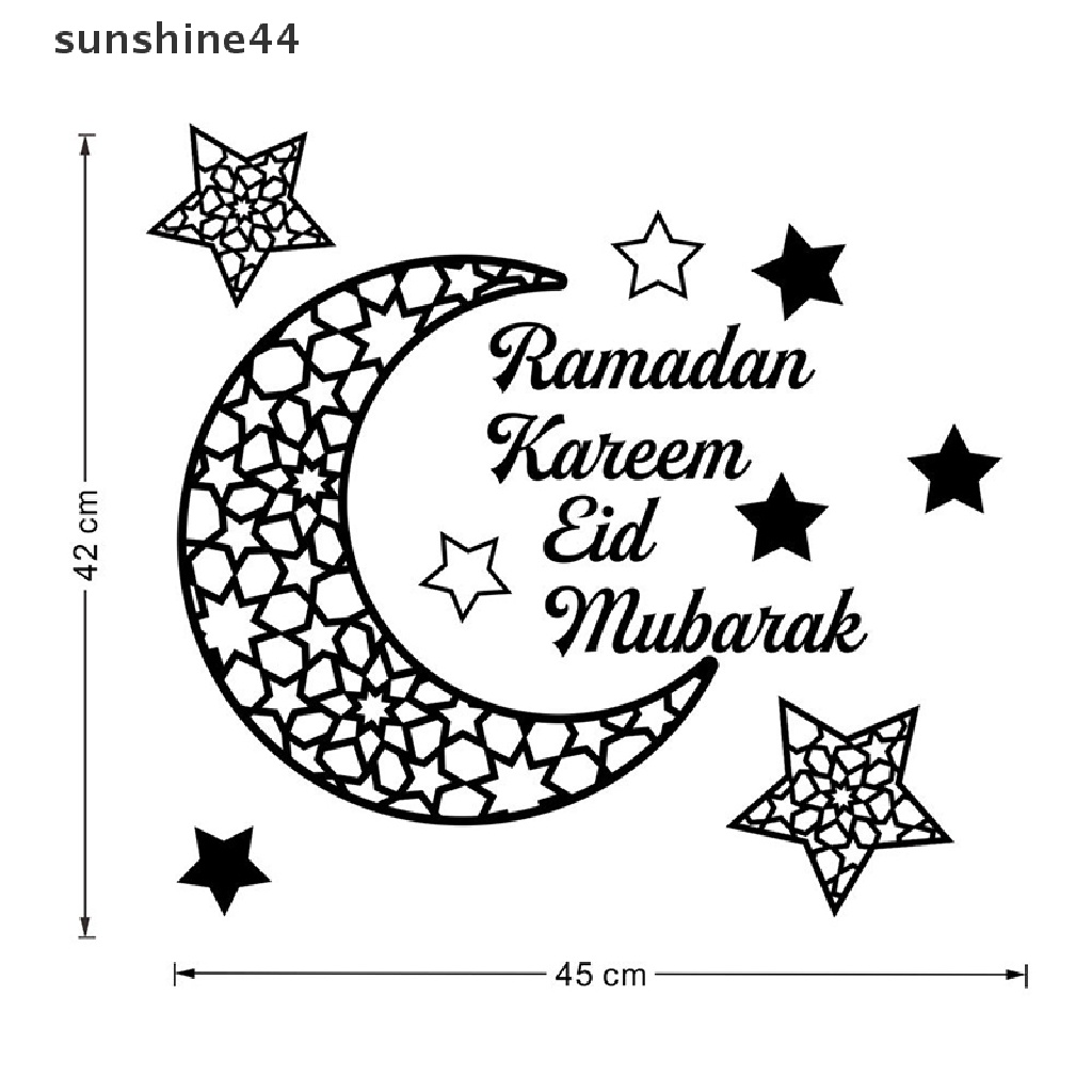 Sunshine Ramadan Stiker Dinding Bulan Bintang Lentera DIY Wall Decal Kareem Ramadan Dekorasi Untuk Rumah Islami Muslim Mural Eid Mubarak ID