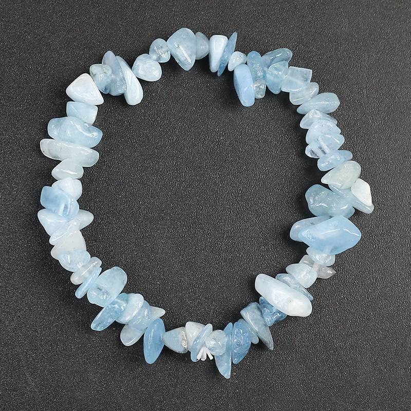 Gelang Natural Crystals Chakra Stone Bracelet Aquamarine Chips