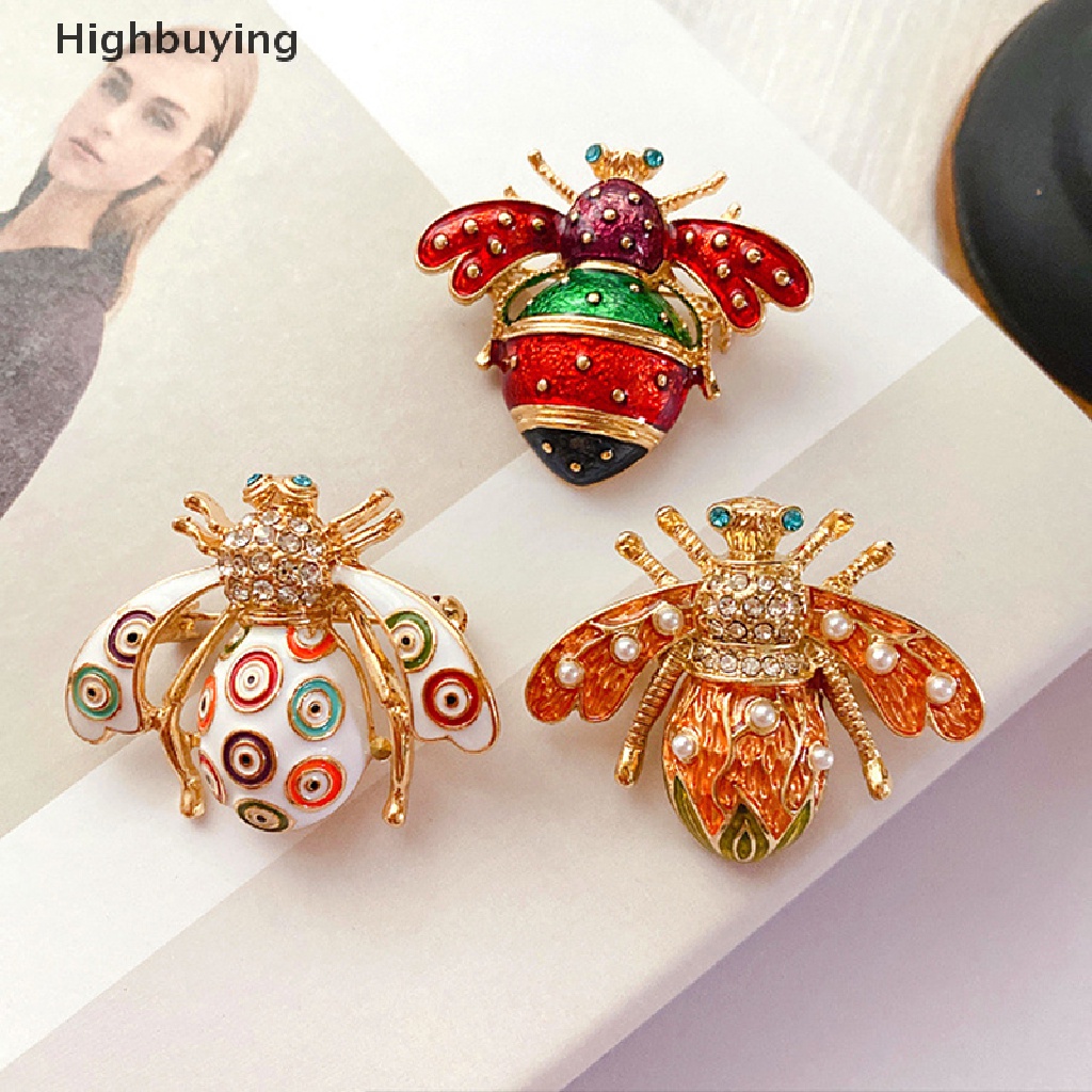 Hbid Vintage Enamel Lebah Bros Pin Baroque Mutiara Serangga Perhiasan Bros Untuk Lady Lencana Kerah Pin Glory