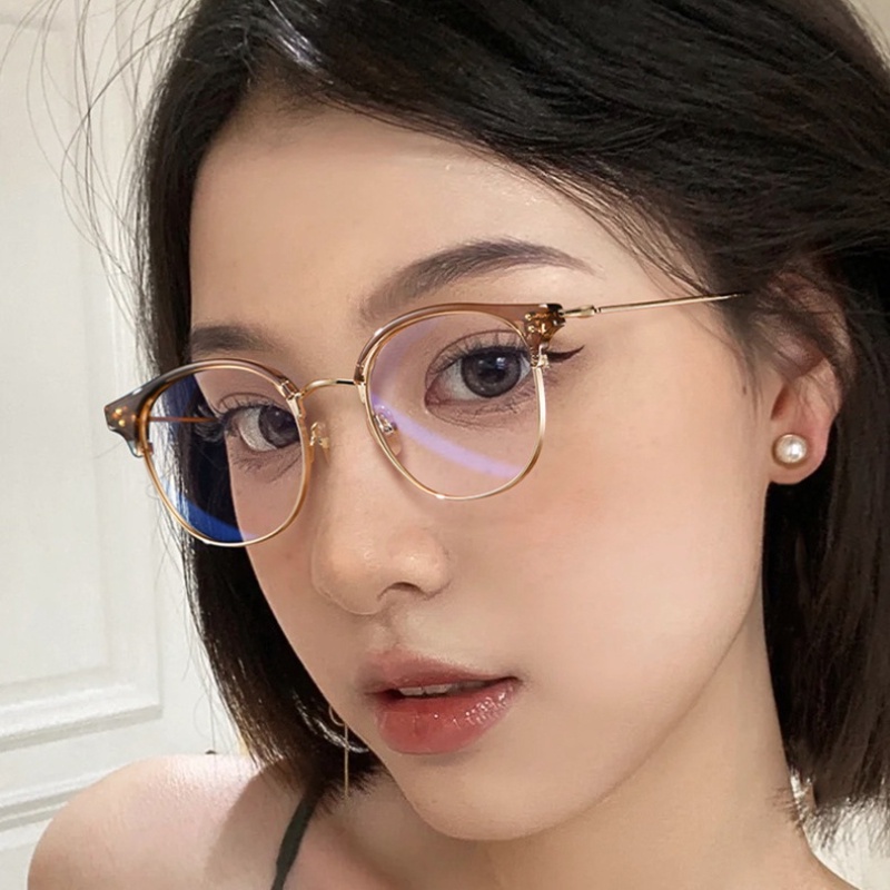 Metal Half Frame Kacamata Anti Radiasi Pria Dan Wanita Eyewear and Fashionable Anti Blue Light Eyeglasses