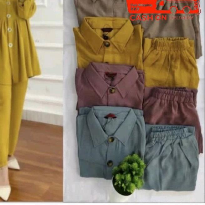 ☉ Zivia Set - Setelan Crinkle Airflow Polos Standar / Setcel polos crinkle / One set zivia premium /