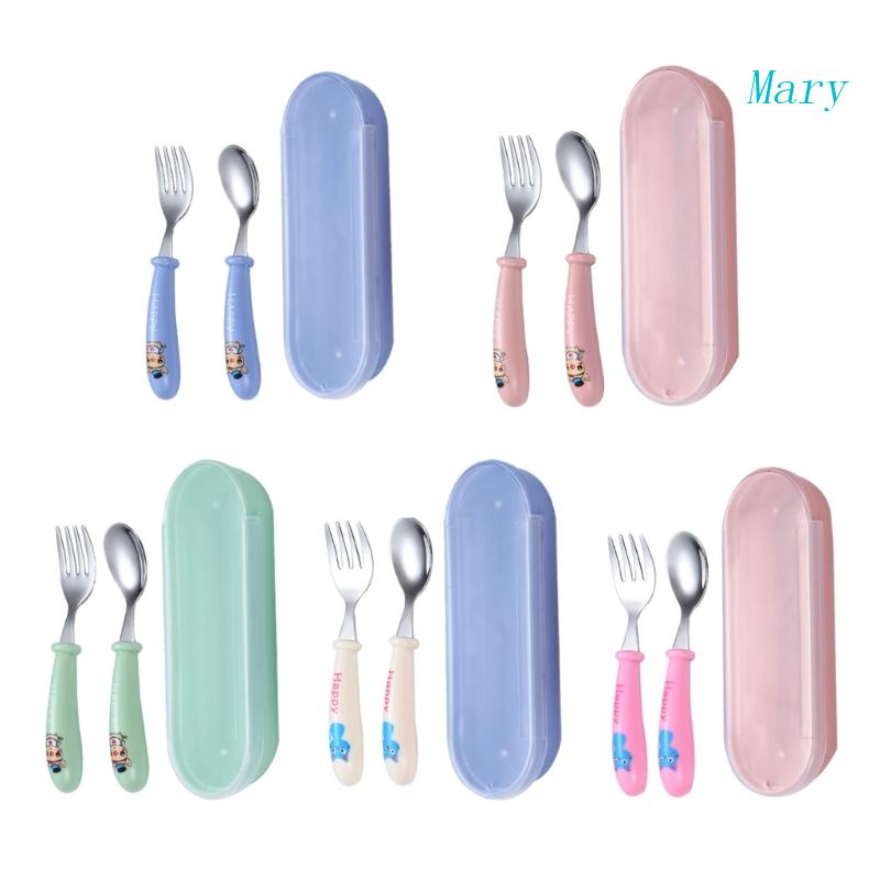 Mary Baby Spoon Feeding Spoon &amp; Fork Grade Kids Peralatan Dapur Stainless Steel Feeder Spoon Balita Sendok Garpu Gadget