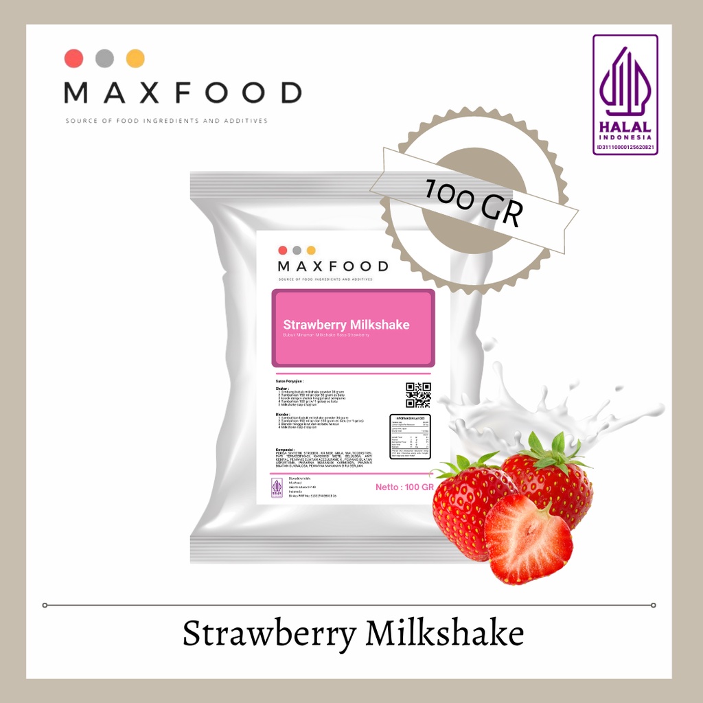 

MAXFOOD - Strawberry Milkshake / Bubuk Minuman Milkshake Rasa Stroberi 100 GR