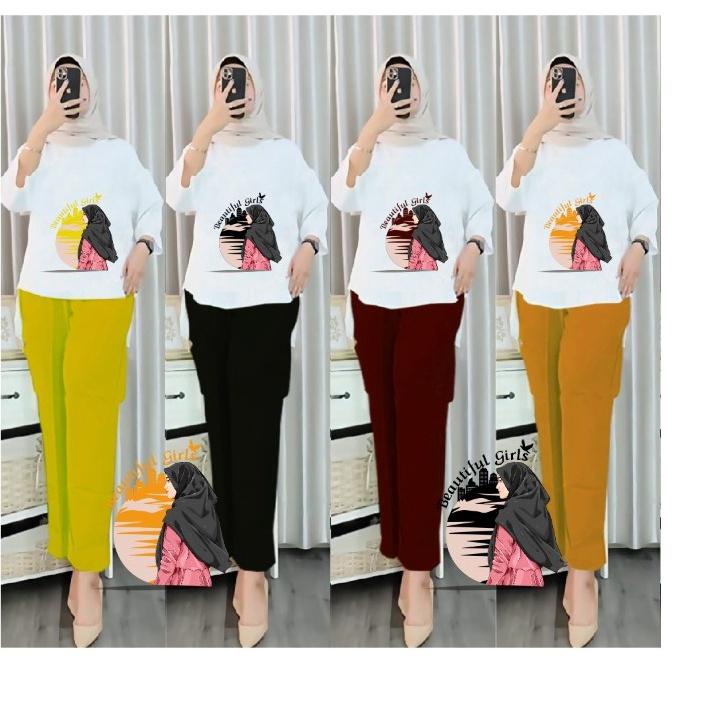 Pusat Garansi Setelan Tunik Hijab Sunset Kombinasi /Set Blouse LD 110