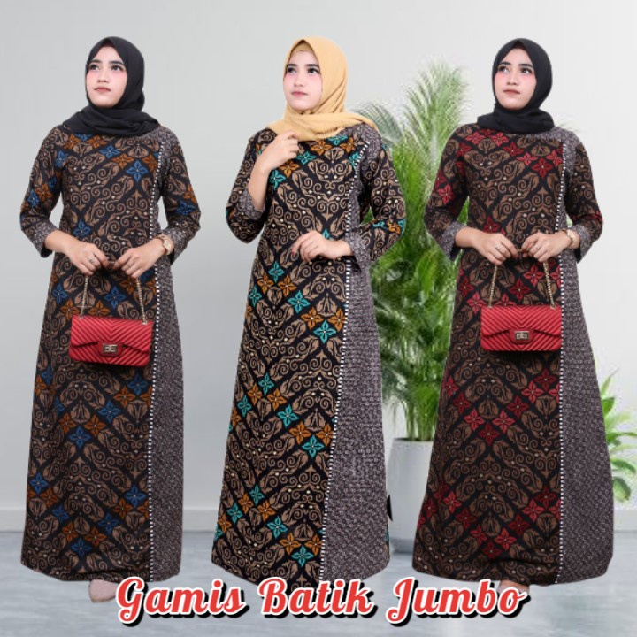 Gamis Batik Katun Manggar Padi Sekar Cantik Kubis Kipas Daun Kupu Jumbo LD 110 LD 120  Couple Model 