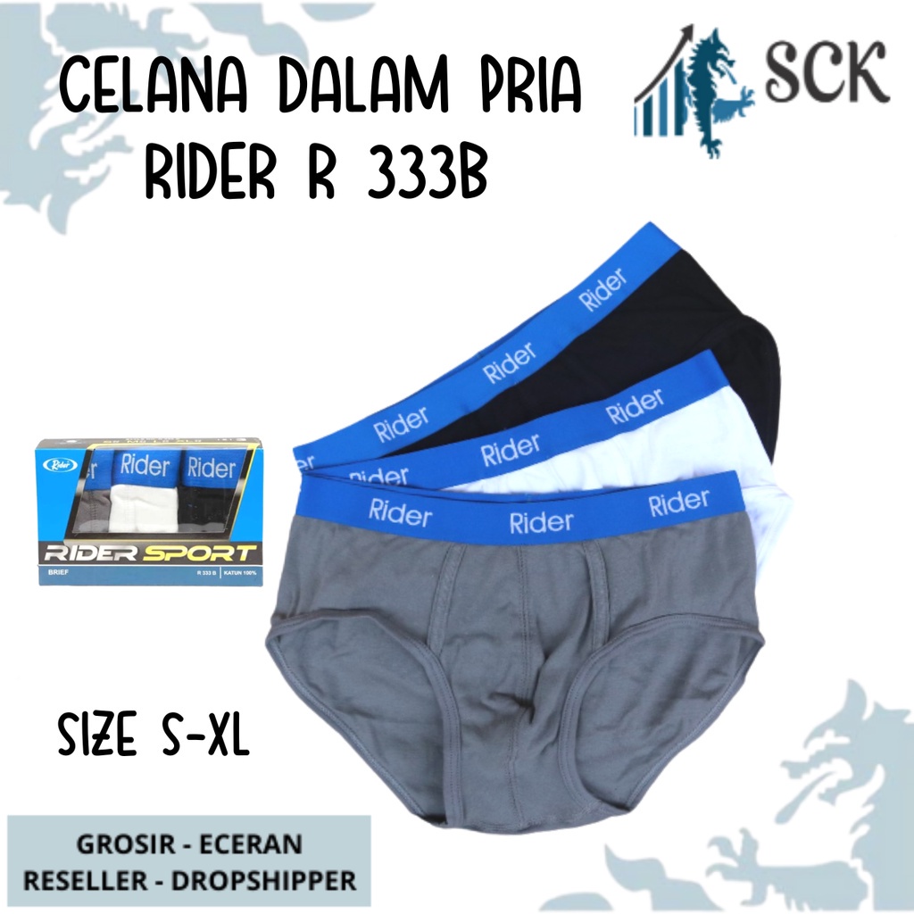 [ISI 3] Celana Dalam Pria RIDER 333 karet Boxer / CD  Olahraga R333 / Pakaian Dalam Cowok - sckmenwear GROSIR