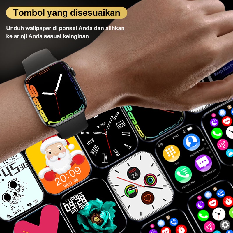 AmazeFan 2.0 inch Smartwatch jam tangan  Layar Penuh smartwatch  wanita pria  Layar Sentuh Android/IOS anti air Health SpO2 Pemantauan tidur，Mode olahragaMusik，Bluetooth，Asisten Suara Pintar，Pemotretan foto，Peringatan penelepon，Pengisi daya magnetik