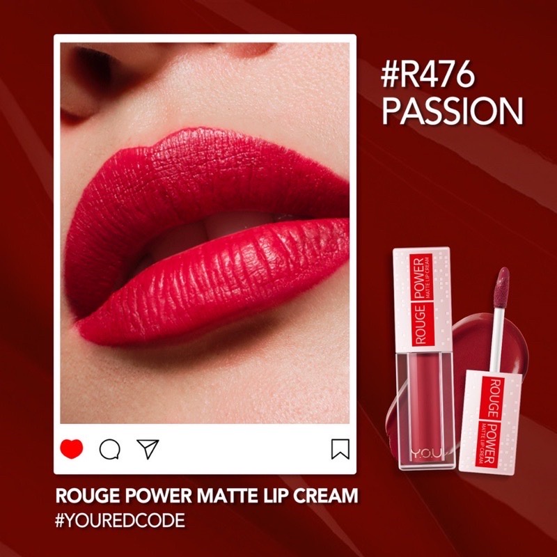 YOU ROUGE POWER MATTE LIP CREAM LONG LASTING MATTE FINISH TAHAN LAMA BPOM