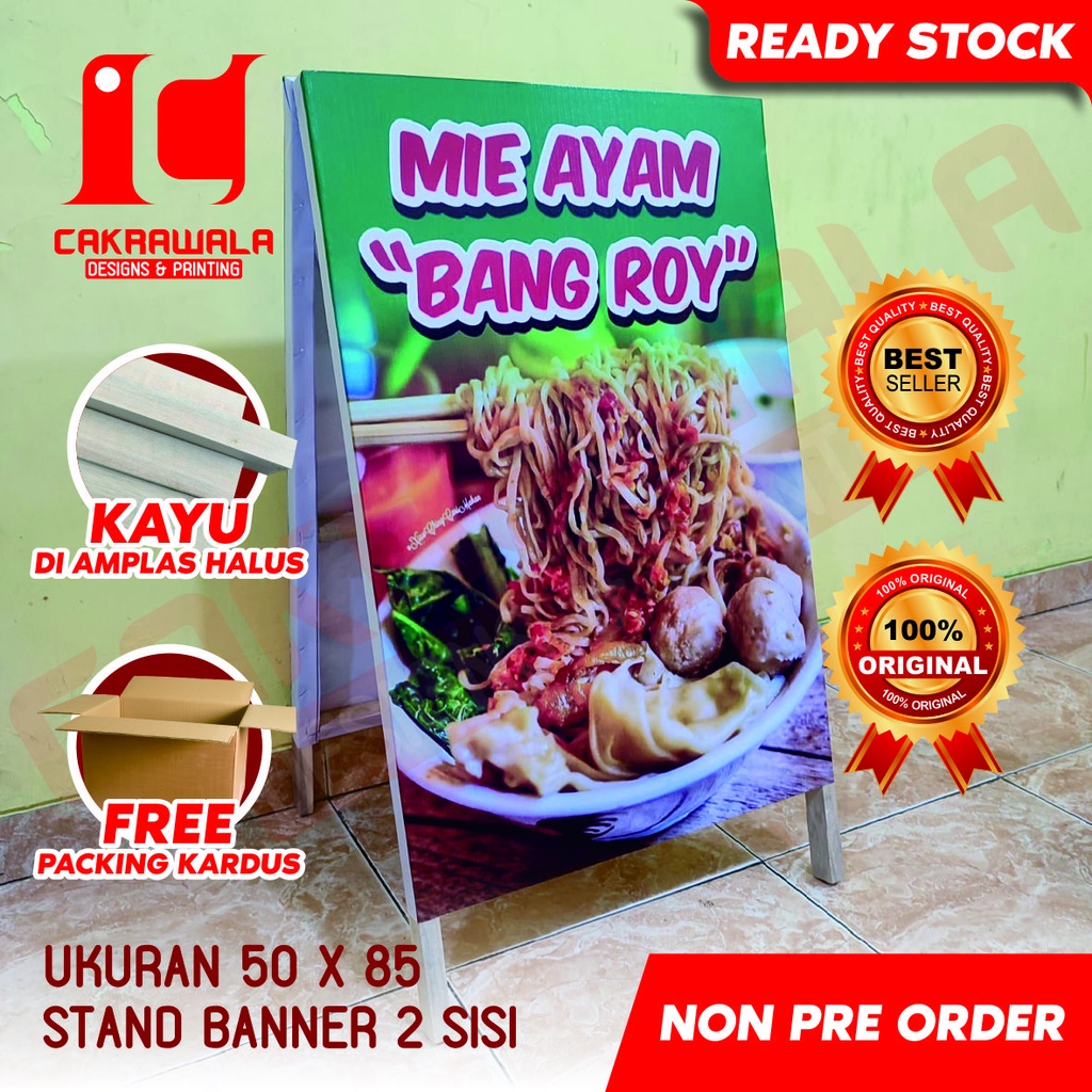 STAND BANNER KAYU MEI AYAM UKURAN 50 X 85  - STANDING BANNER KAYU - SEGITIGA BANNER KAYU - SEGITIGA 