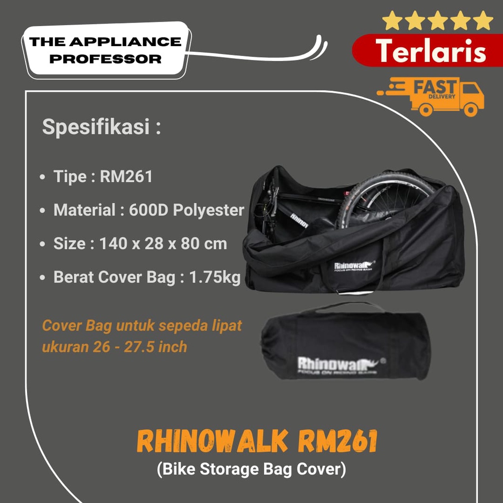 RHINOWALK RM261 Bike Storage Bag Cover Sepeda Lipat 26 Inch - 27.5 Inch - Tas Travel Jinjing Sepeda 