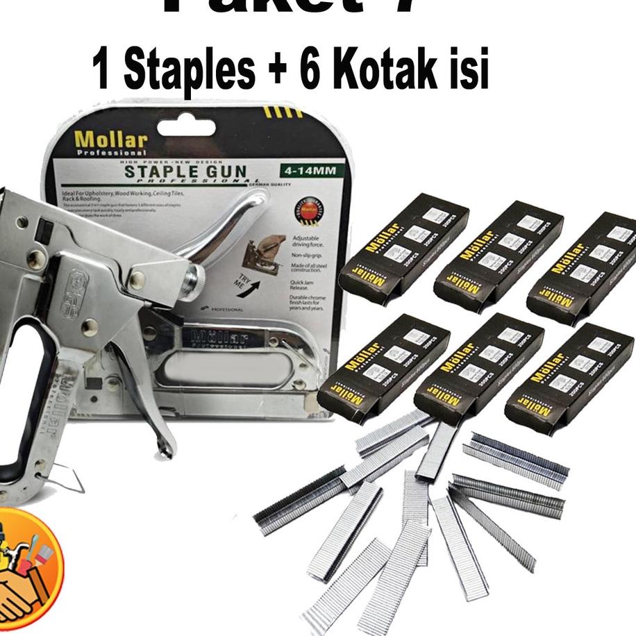 

Idc1C6o Staple Tembak Tacker Staples Stepler Hekter mollar 3in1 jok kulit kardus plus isi staples