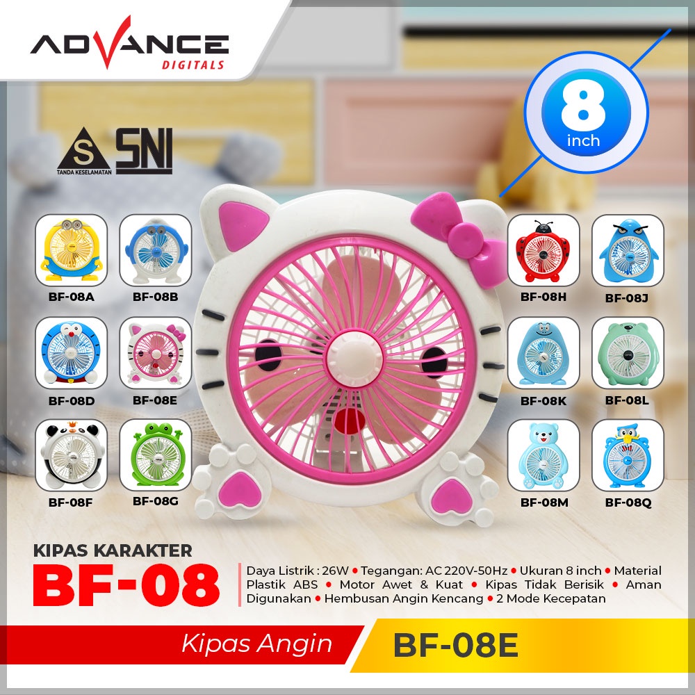 Advance Digitals Kipas Angin Karakter Digitals BF-08 |Garansi Resmi Advance| Varian Gambar