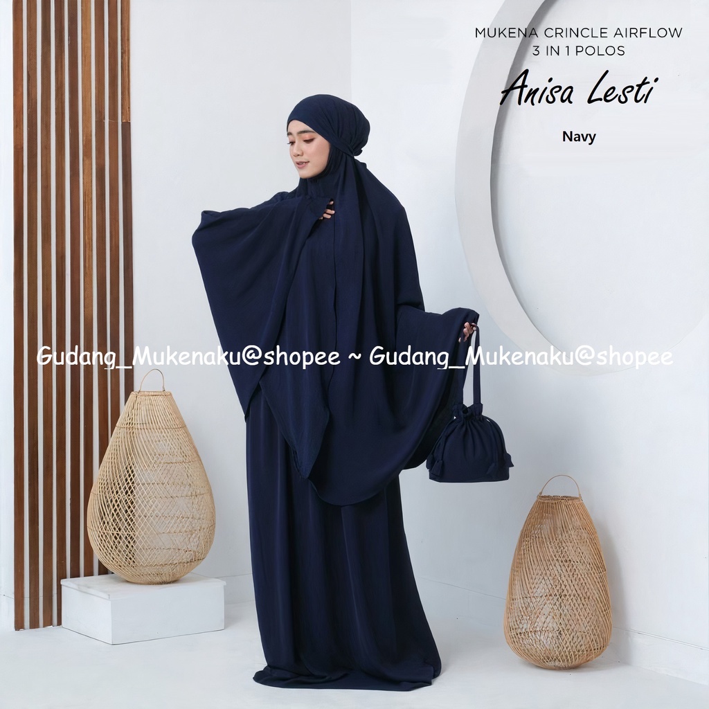 Gudang_mukenaku Mukena Dewasa Anisa Lesti Travel 3 in 1 Bahan Crinkle Airflow Terbaru Premium Termurah Bisa Bayar Ditempat Tujuan COD