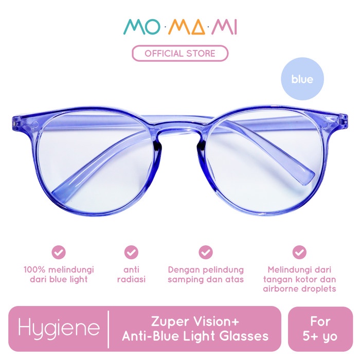 Momami Kids Zuper Vision+ Anti-Blue Light Glasses Blue - Kacamata