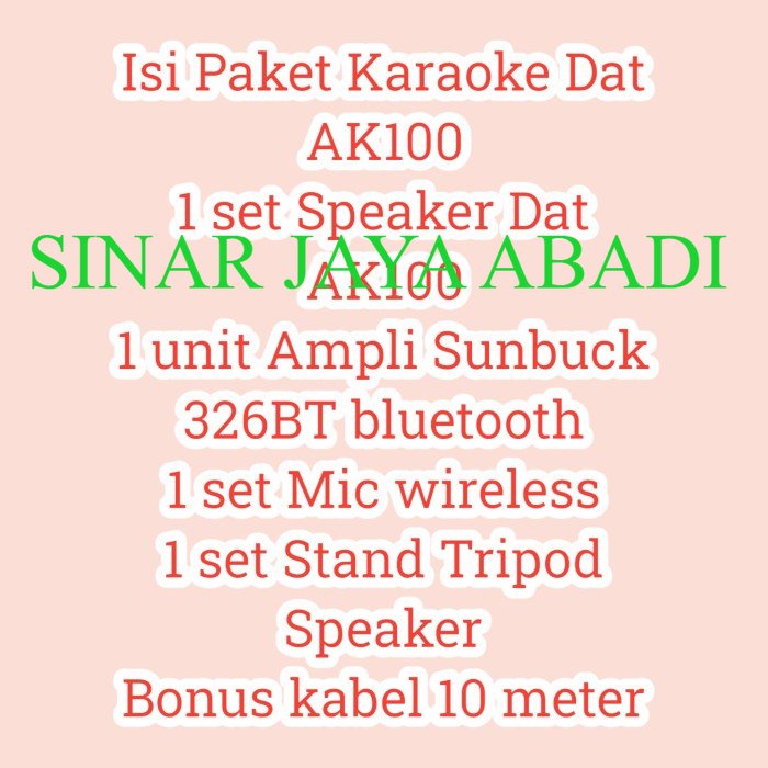 PAKET KARAOKE 10 inch DAT AK 100 MIC WIRELESS SUPPORT BLUETOOTH SMART TV