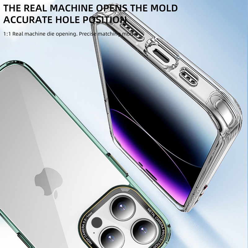 NEW !! For iPhone case （ 13 13 Pro 13 Pro Max 14 14 Pro 14 Pro Max high-quality Transparent housing aluminum alloy independent button+camera protection Mobile phone shell ）